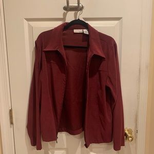 Croft & Barrow Red Zip Up Collared Shirt XL